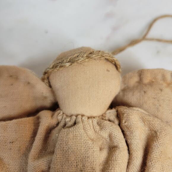 Vintage Folk Art Primitive Angel Doll 11" Handmade Crochet Christmas Ornament - Picture 11 of 12